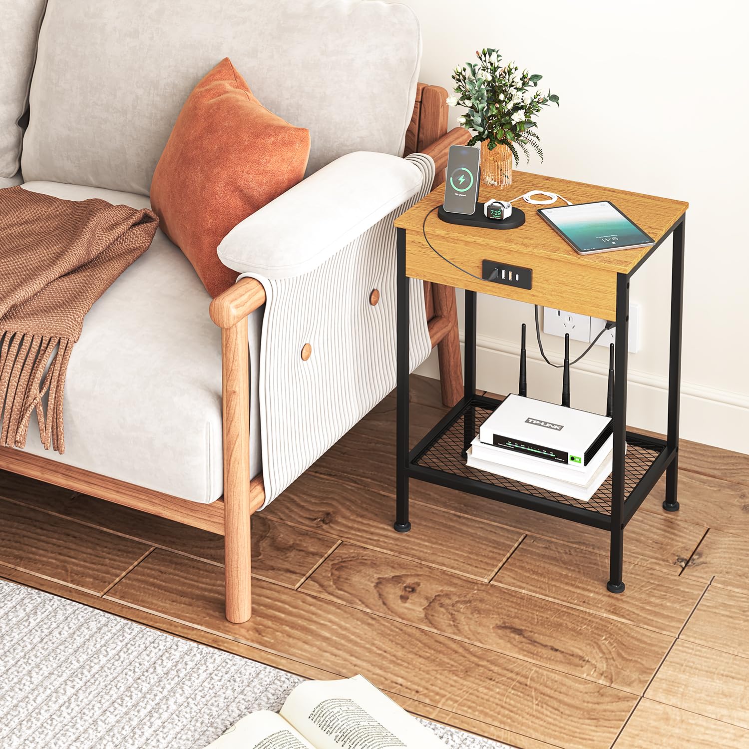 Foto 3 pulgar | Mesa De Centro Furniturer Oakham Negro 38 X 28 X 52 Cm
