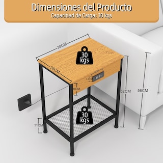 Foto 3 | Mesa De Centro Furniturer Oakham Negro 38 X 28 X 52 Cm