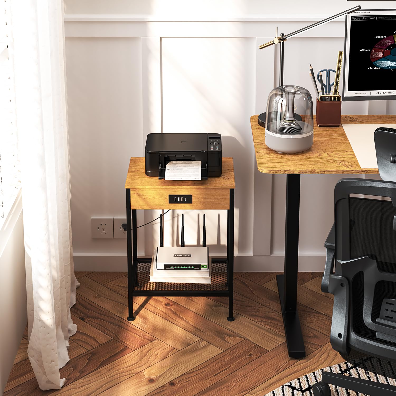 Foto 5 pulgar | Mesa De Centro Furniturer Oakham Negro 38 X 28 X 52 Cm