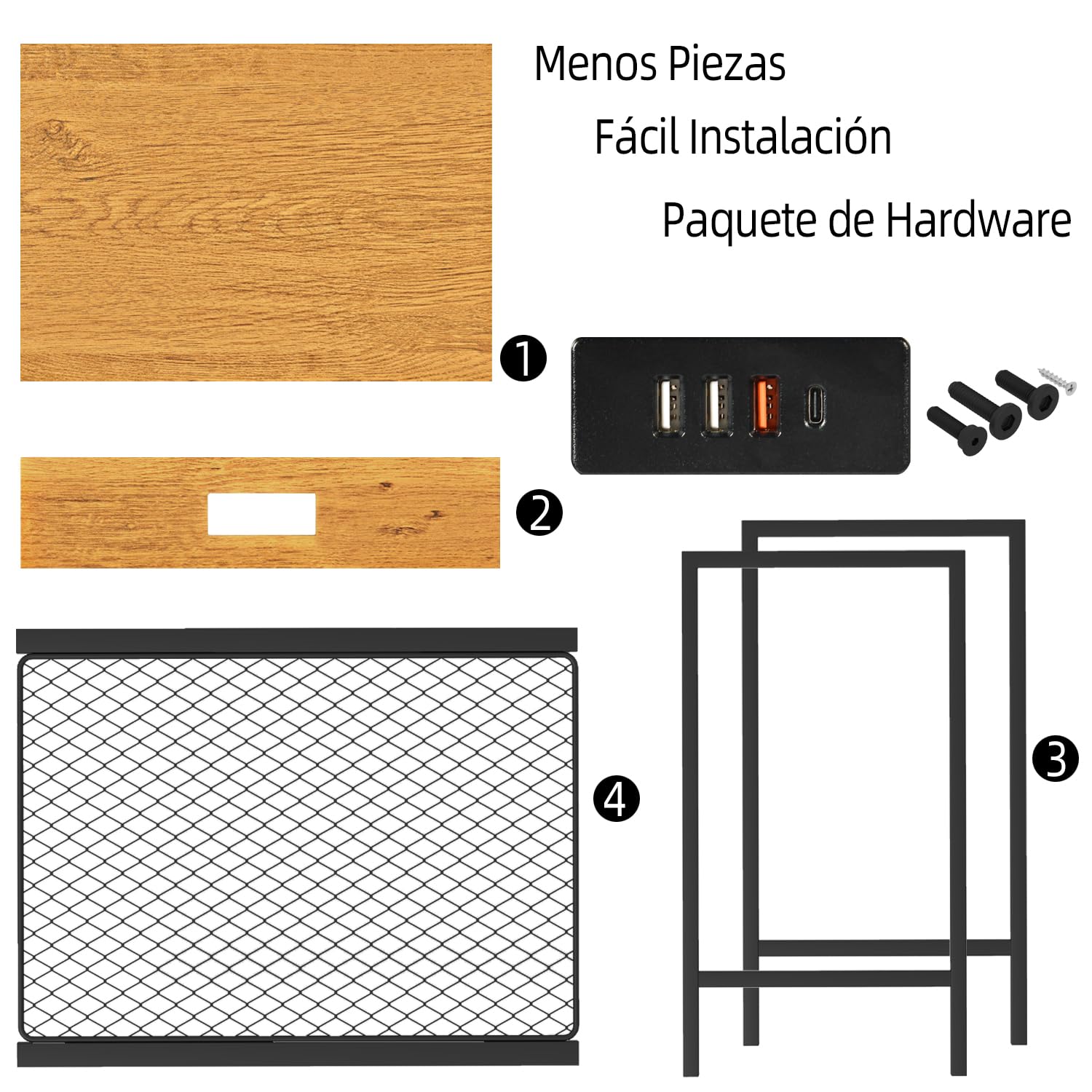 Foto 6 pulgar | Mesa De Centro Furniturer Oakham Negro 38 X 28 X 52 Cm