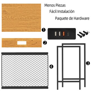 Foto 5 | Mesa De Centro Furniturer Oakham Negro 38 X 28 X 52 Cm