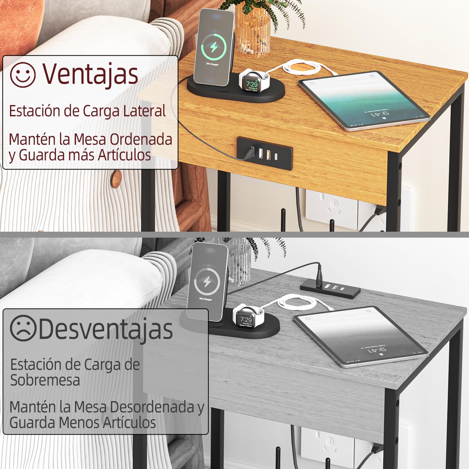 Foto 7 pulgar | Mesa De Centro Furniturer Oakham Negro 38 X 28 X 52 Cm