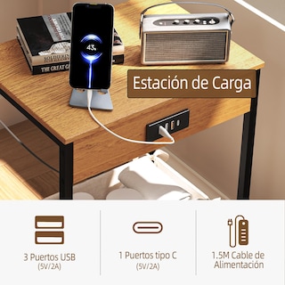 Foto 7 | Mesa De Centro Furniturer Oakham Negro 38 X 28 X 52 Cm