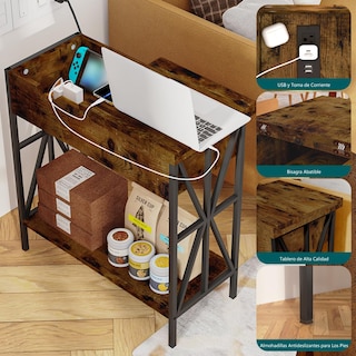 Foto 5 | Mesa De Centro Furniturer Lutie Marrón 60 X 28.5 X 61 Cm