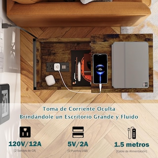 Foto 6 | Mesa De Centro Furniturer Lutie Marrón 60 X 28.5 X 61 Cm