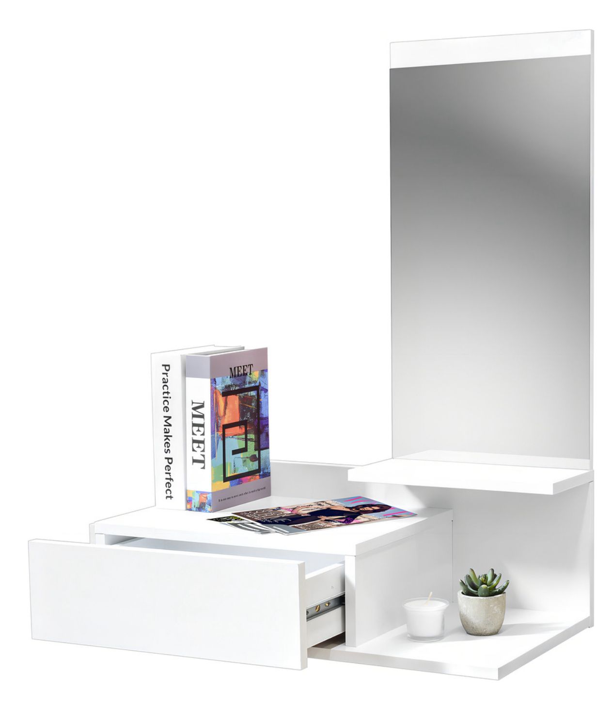 Foto 2 | Tocador Vanity Moderno De Pared Maquillador Peinador Con Espejo Color Blanco