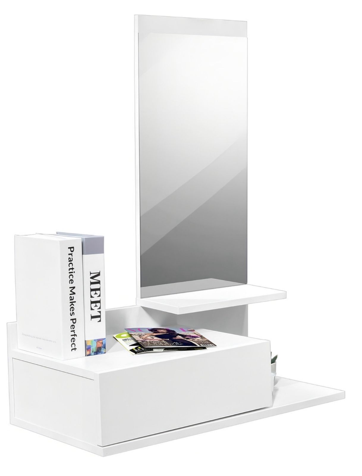 Foto 4 pulgar | Tocador Vanity Moderno De Pared Maquillador Peinador Con Espejo Color Blanco