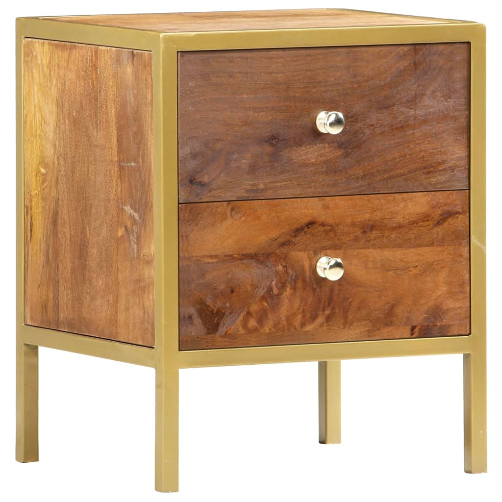 Foto 4 pulgar | Mesita De Noche Vidaxl De Mango Macizo Con 2 Cajones De 50 X 35 X 50 Cm - Venta Internacional.