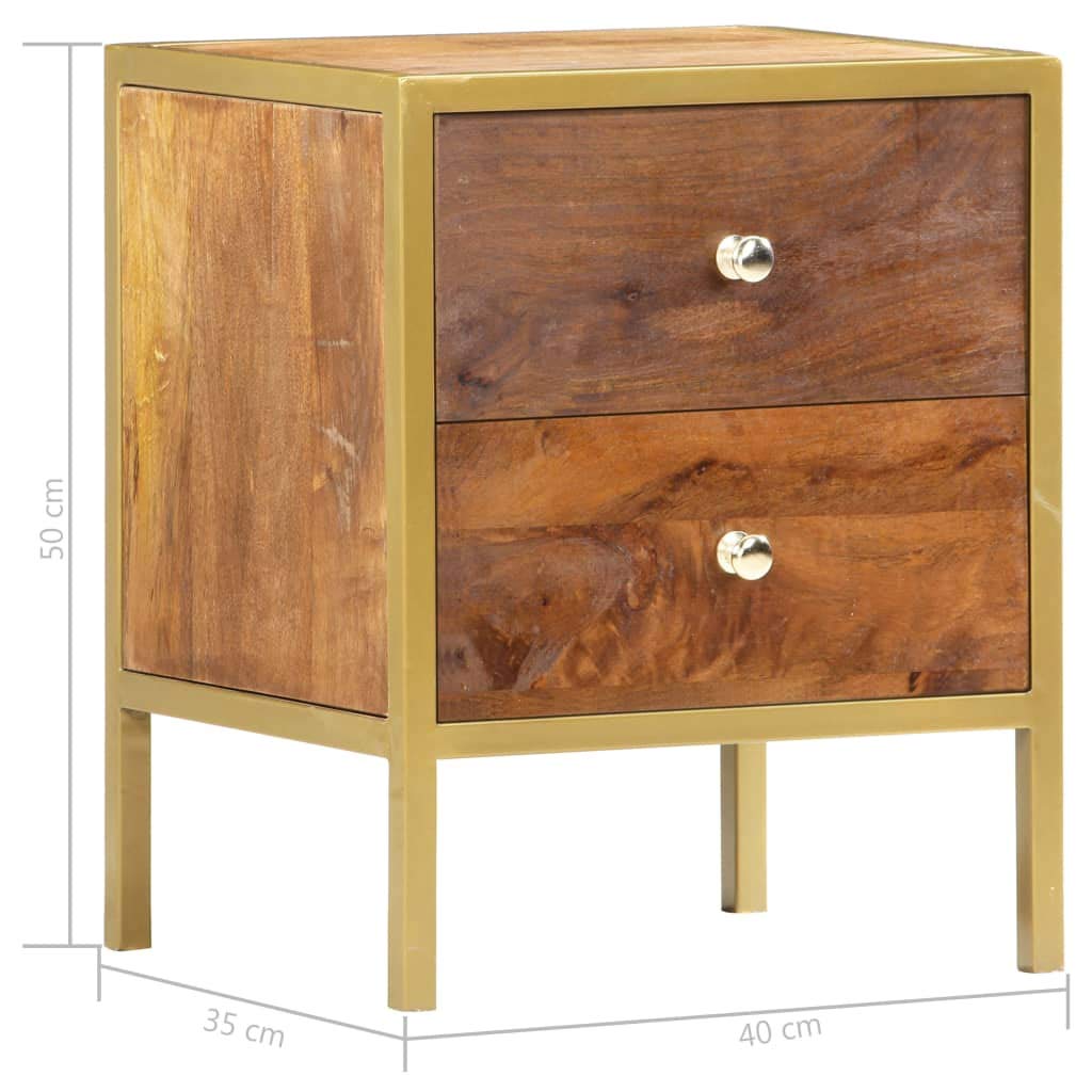 Foto 4 | Mesita De Noche Vidaxl De Mango Macizo Con 2 Cajones De 50 X 35 X 50 Cm - Venta Internacional.
