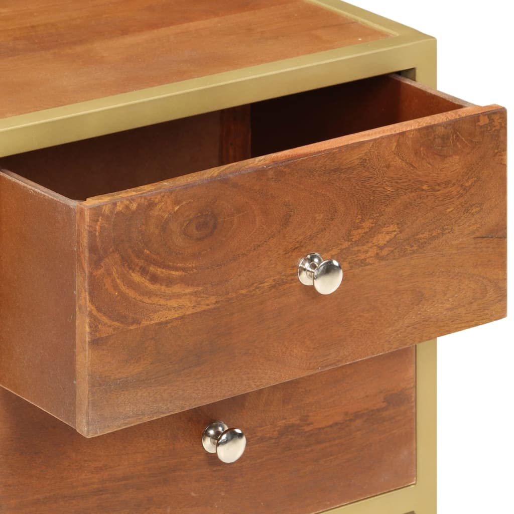Foto 7 | Mesita De Noche Vidaxl De Mango Macizo Con 2 Cajones De 50 X 35 X 50 Cm - Venta Internacional.