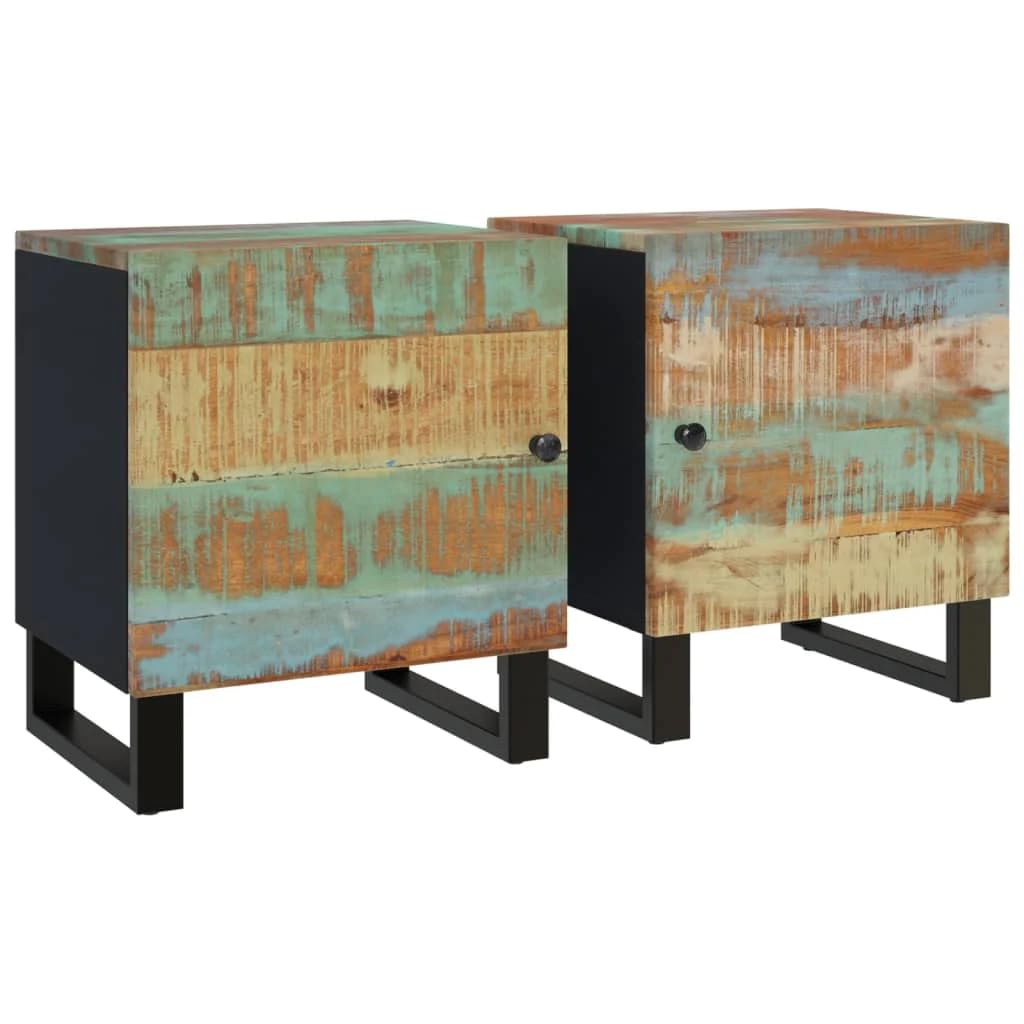 Foto 3 pulgar | Mesitas De Noche Vidaxl 2 Piezas De Madera Maciza Recuperada De 40 X 33 X 46 Cm - Venta Internacional.