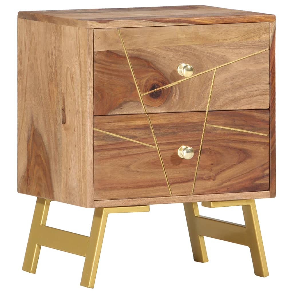Foto 2 pulgar | Mesita De Noche Vidaxl De Madera Maciza Con 2 Cajones  Diseño Rústico - Venta Internacional.