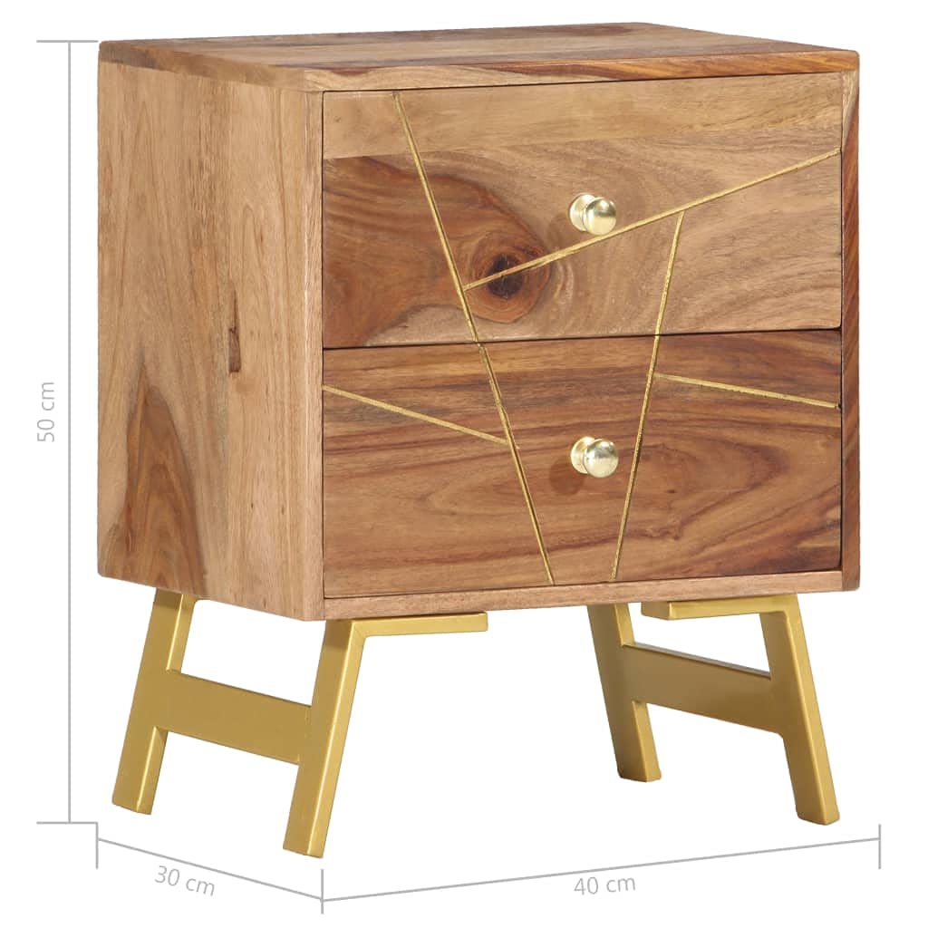 Foto 4 pulgar | Mesita De Noche Vidaxl De Madera Maciza Con 2 Cajones  Diseño Rústico - Venta Internacional.