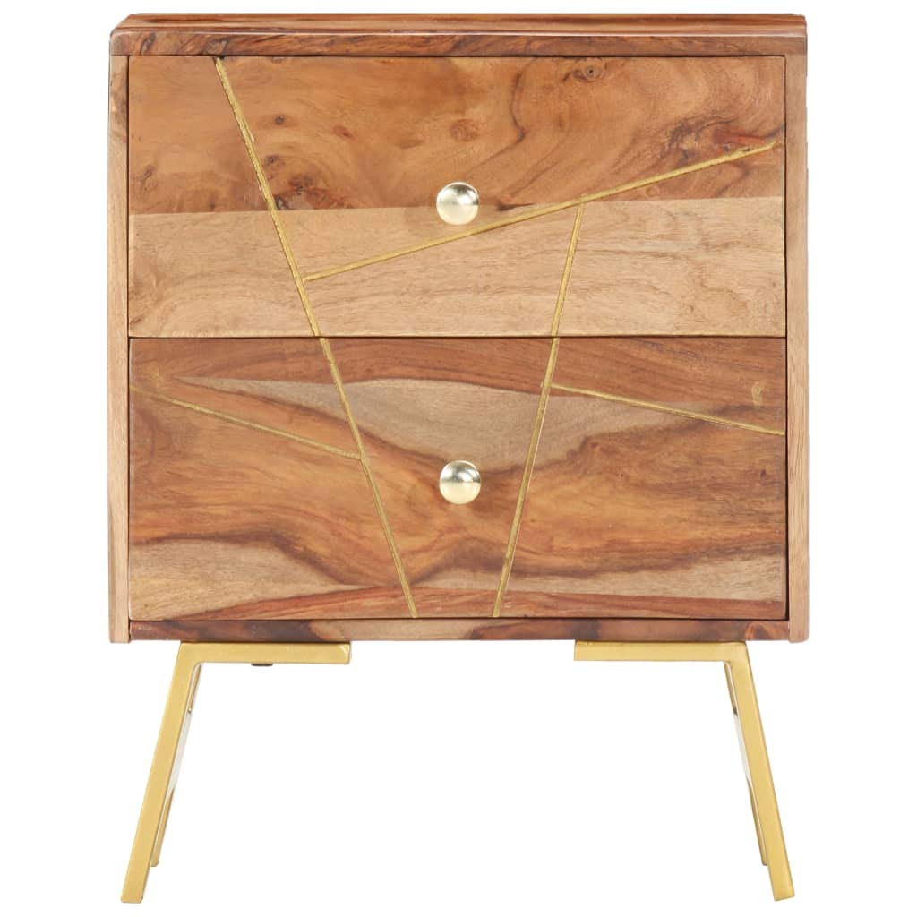 Foto 5 pulgar | Mesita De Noche Vidaxl De Madera Maciza Con 2 Cajones  Diseño Rústico - Venta Internacional.