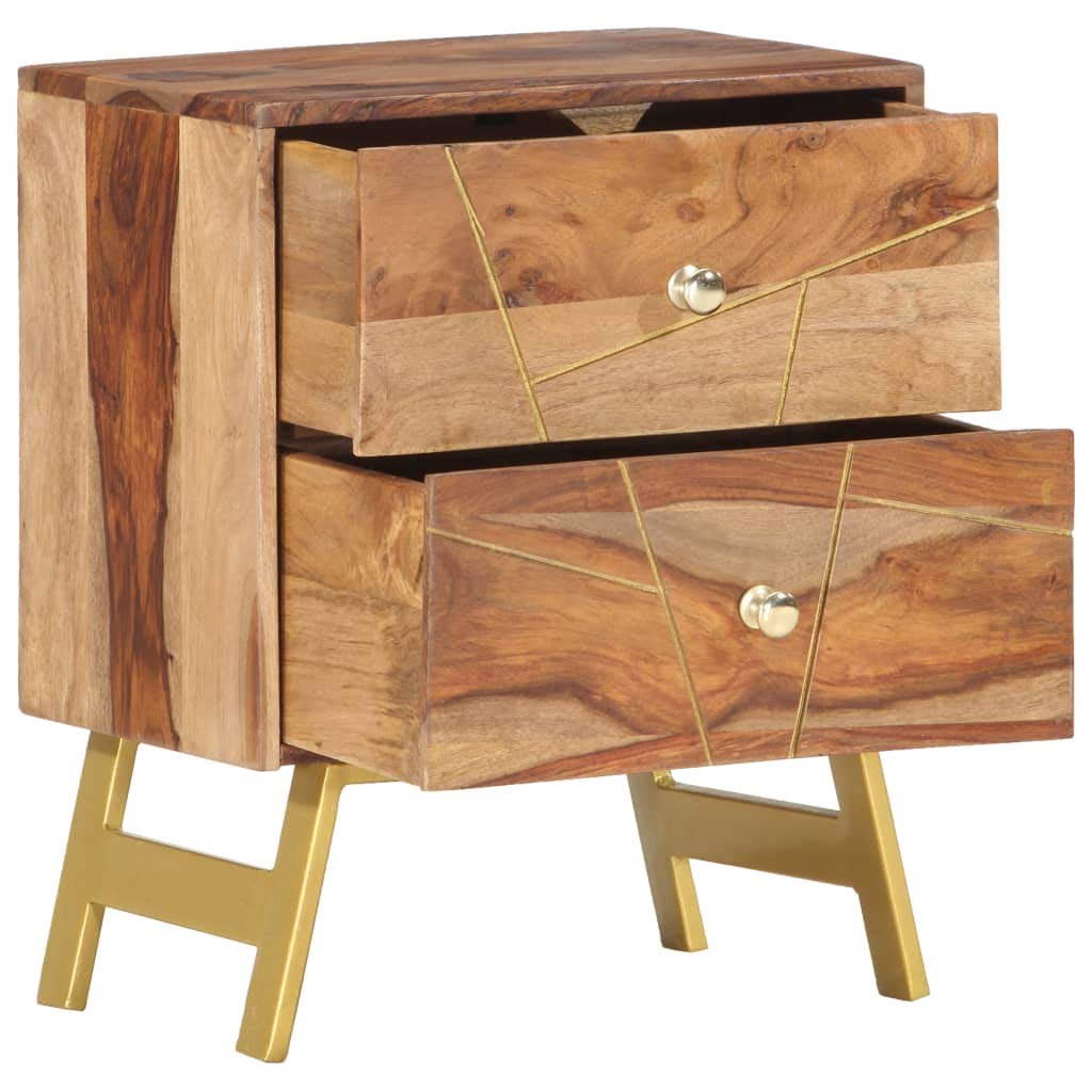 Foto 6 pulgar | Mesita De Noche Vidaxl De Madera Maciza Con 2 Cajones  Diseño Rústico - Venta Internacional.