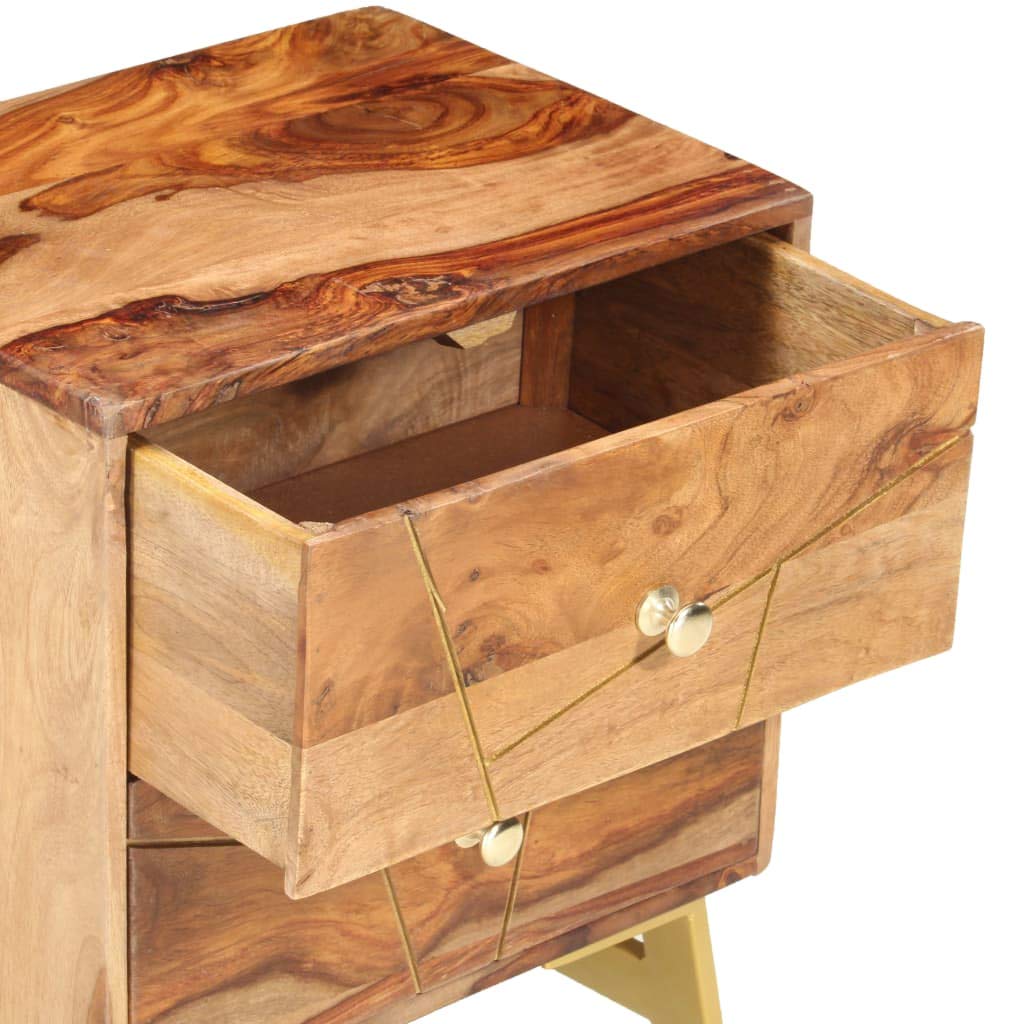 Foto 7 pulgar | Mesita De Noche Vidaxl De Madera Maciza Con 2 Cajones  Diseño Rústico - Venta Internacional.