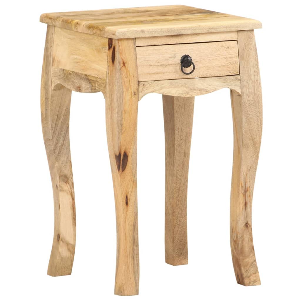Foto 2 pulgar | Mesita De Noche Vidaxl De Mango Macizo Rústica Con Cajón - Venta Internacional.