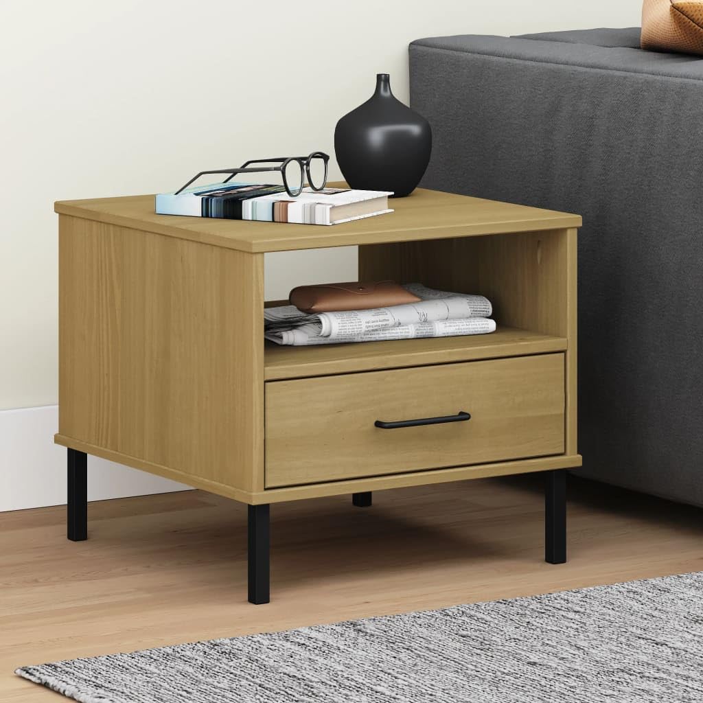 Foto 3 pulgar | Mesita De Noche Vidaxl De Madera Maciza De Pino Marrón Con Cajón  45 X 45 X 45 Cm - Venta Internacional.