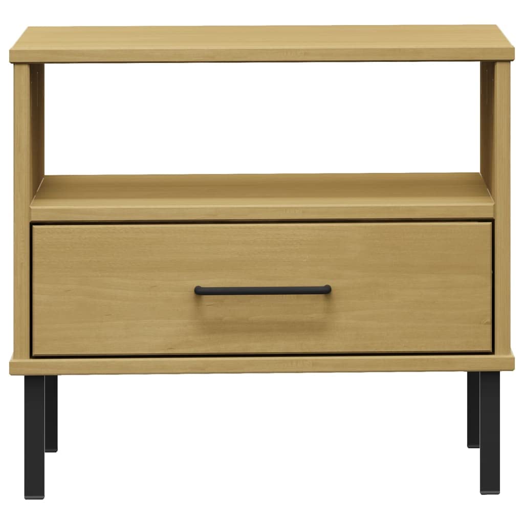 Foto 4 | Mesita De Noche Vidaxl De Madera Maciza De Pino Marrón Con Cajón  45 X 45 X 45 Cm - Venta Internacional.