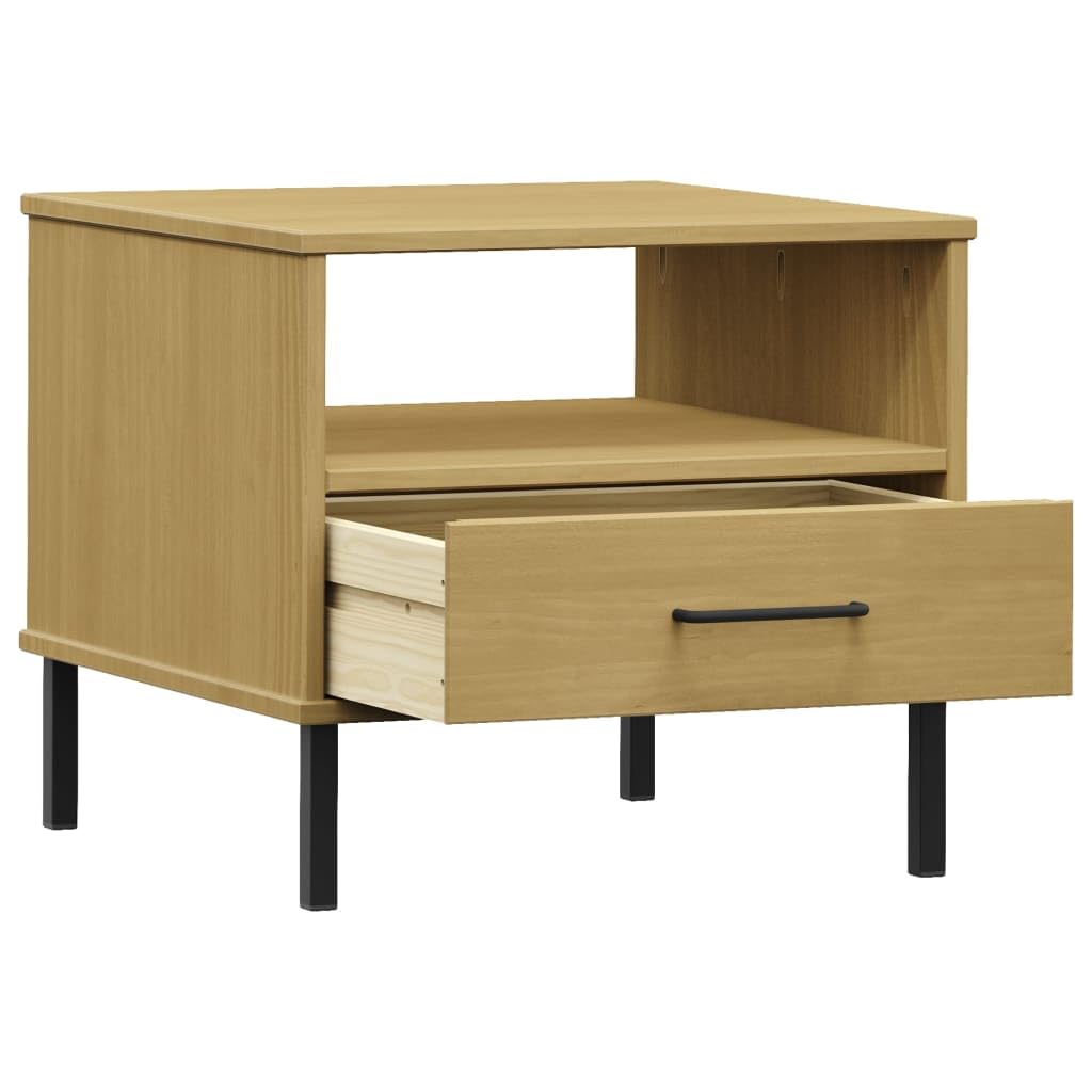 Foto 5 | Mesita De Noche Vidaxl De Madera Maciza De Pino Marrón Con Cajón  45 X 45 X 45 Cm - Venta Internacional.