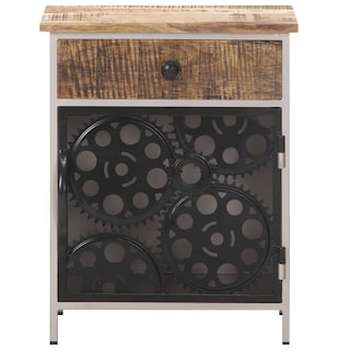 Foto 3 | Mesita De Noche Vidaxl De Madera De Mango Rugoso Con Rueda De Cadena Para Bicicleta - Venta Internacional.