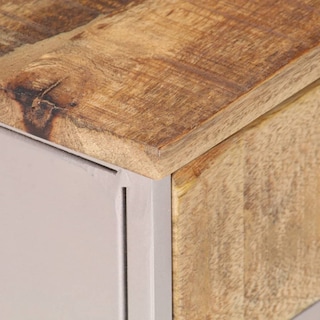 Foto 6 | Mesita De Noche Vidaxl De Madera De Mango Rugoso Con Rueda De Cadena Para Bicicleta - Venta Internacional.