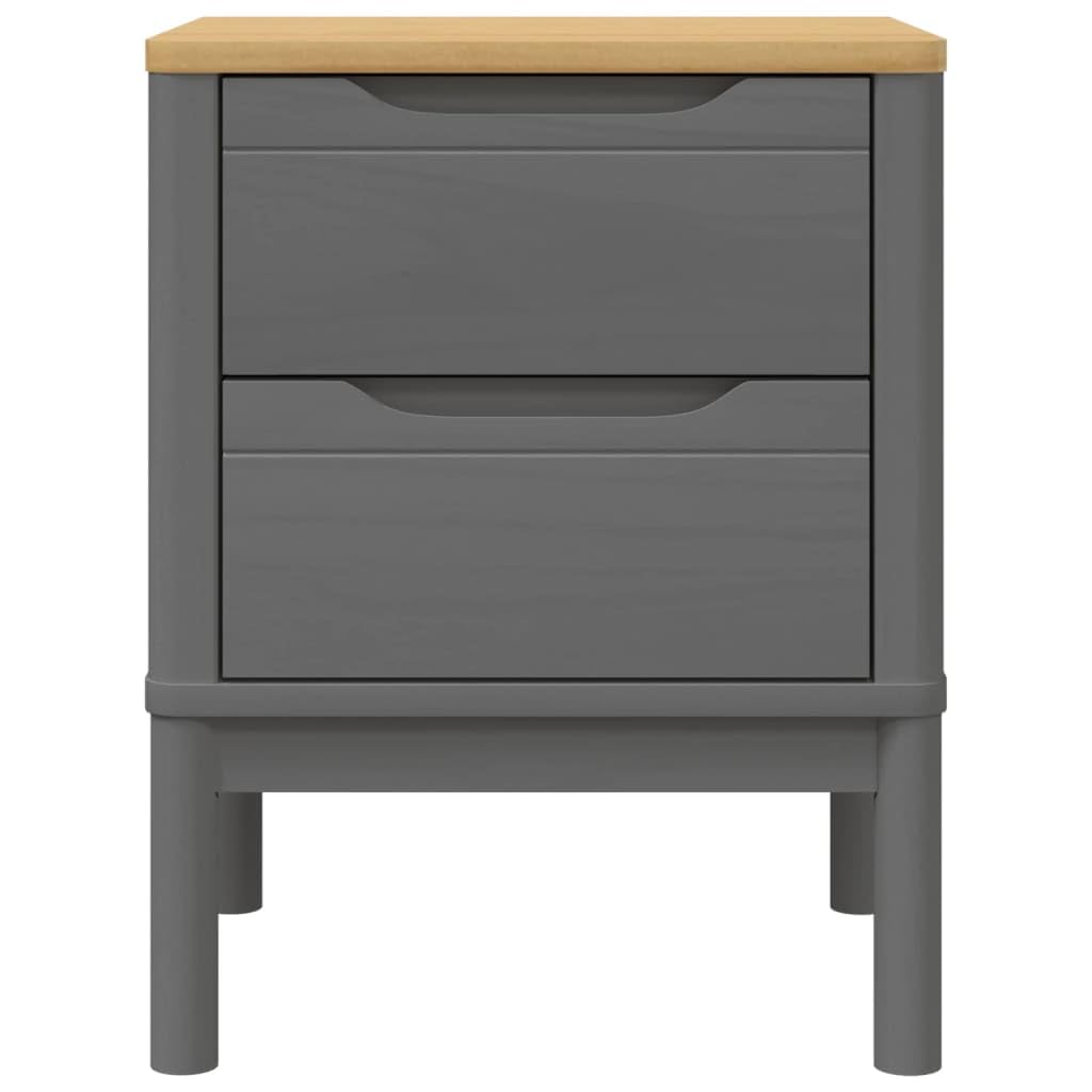 Foto 5 | Mesita De Noche Vidaxl Floro De Madera De Pino Gris Con 2 Cajones - Venta Internacional.