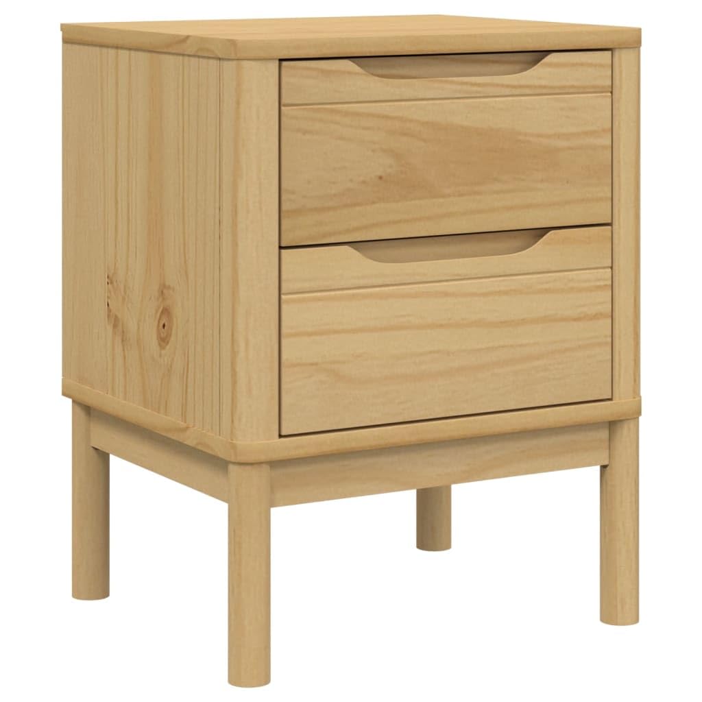 Foto 2 pulgar | Mesita De Noche Vidaxl Floro De Madera Maciza De Pino Con 2 Cajones - Venta Internacional.