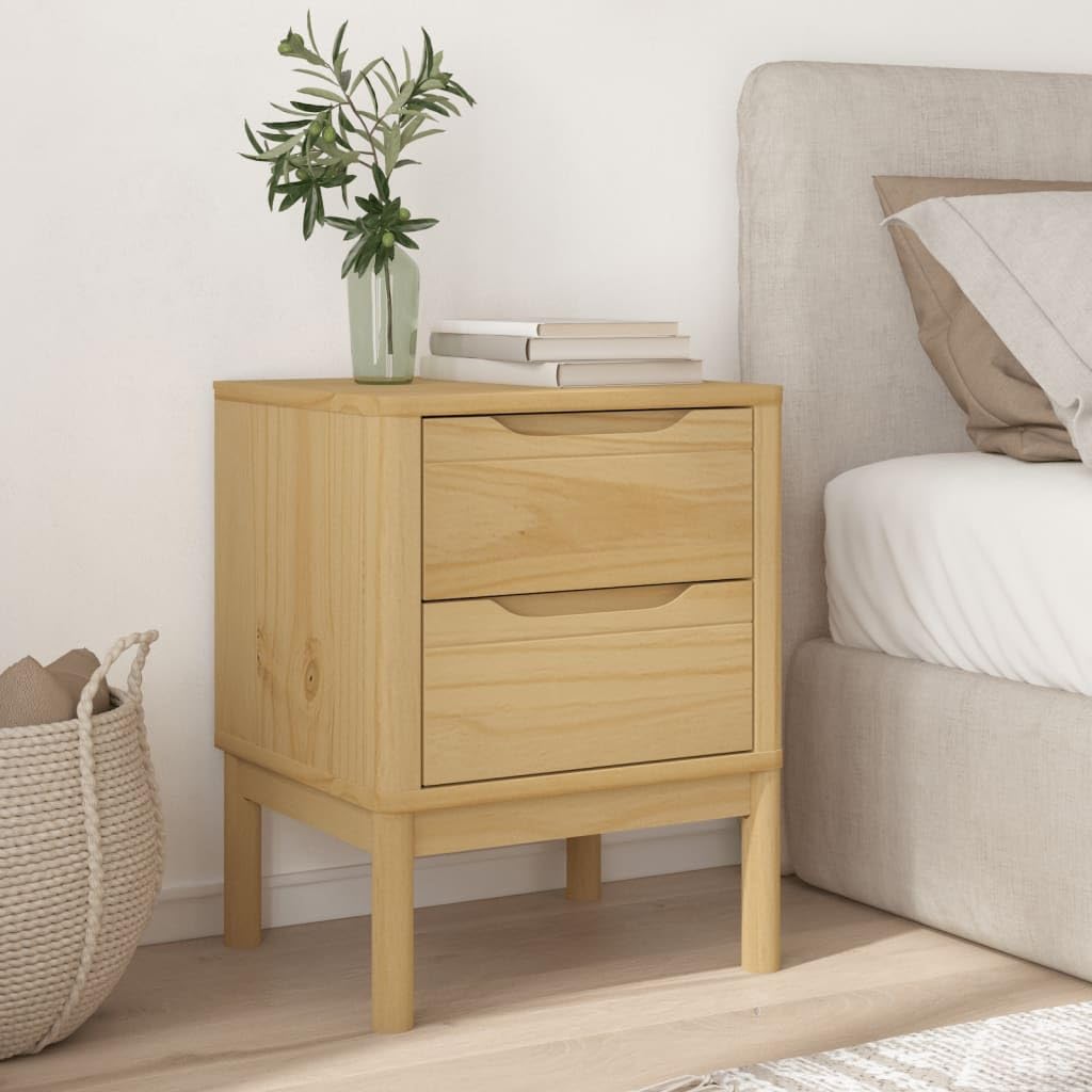 Foto 4 pulgar | Mesita De Noche Vidaxl Floro De Madera Maciza De Pino Con 2 Cajones - Venta Internacional.