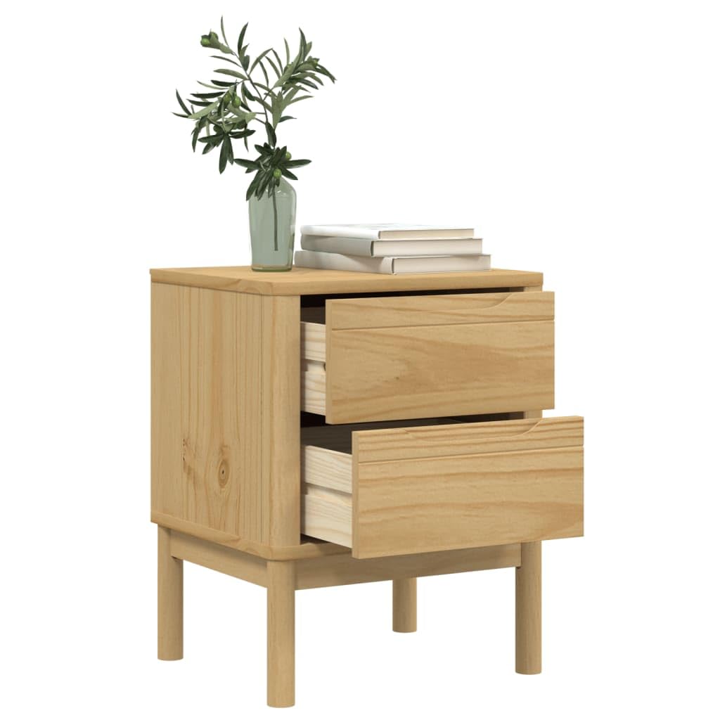 Foto 5 pulgar | Mesita De Noche Vidaxl Floro De Madera Maciza De Pino Con 2 Cajones - Venta Internacional.