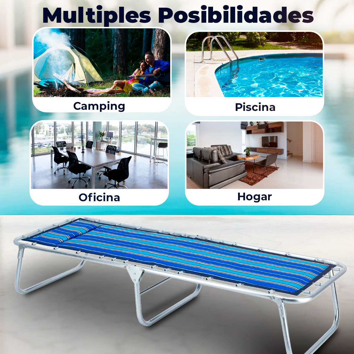 Foto 4 | Catre Plegable Jaco 507 color Azul