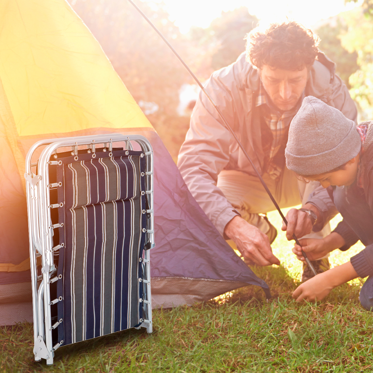 Foto 7 | Catre Plegable para Dormir Portátil Camping con Colchoneta