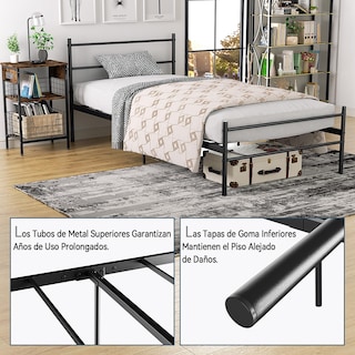 Foto 4 | Cama Furniturer Primo Negro 197.5 X 99 X 80 Cm
