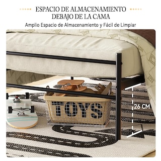 Foto 5 | Cama Furniturer Primo Negro 197.5 X 99 X 80 Cm