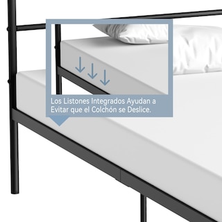 Foto 6 | Cama Furniturer Primo Negro 197.5 X 99 X 80 Cm