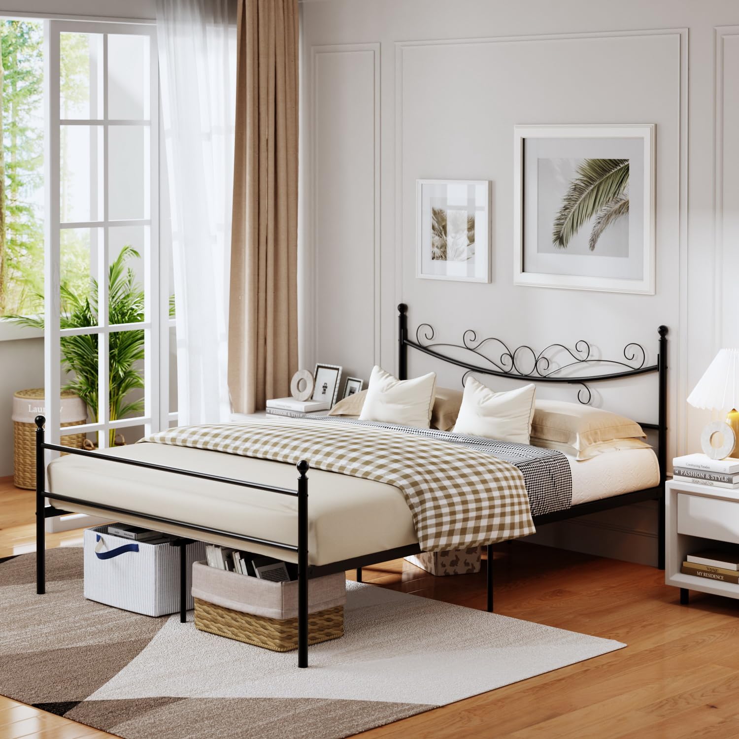Foto 4 pulgar | Cama Furniturer Tatiana Negro 199 X 143 X 96 Cm