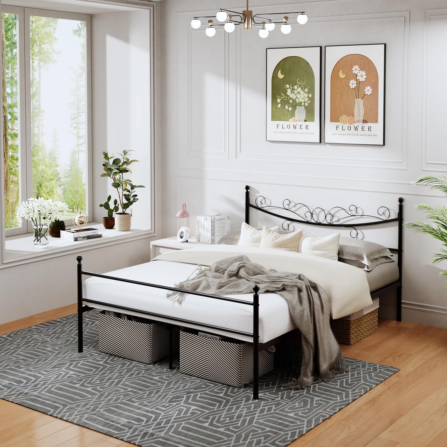 Foto 5 pulgar | Cama Furniturer Tatiana Negro 199 X 143 X 96 Cm