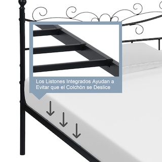 Foto 6 | Cama Furniturer Tatiana Negro 199 X 143 X 96 Cm