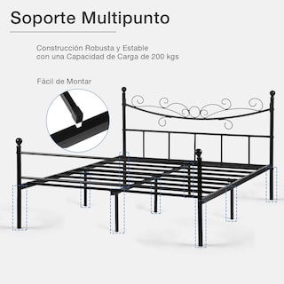 Foto 7 | Cama Furniturer Tatiana Negro 199 X 143 X 96 Cm