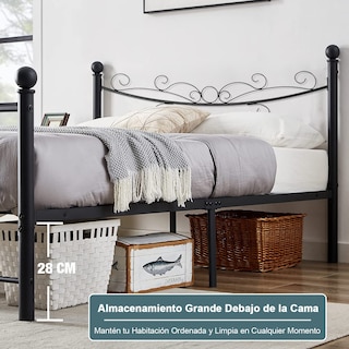 Foto 8 | Cama Furniturer Tatiana Negro 199 X 143 X 96 Cm