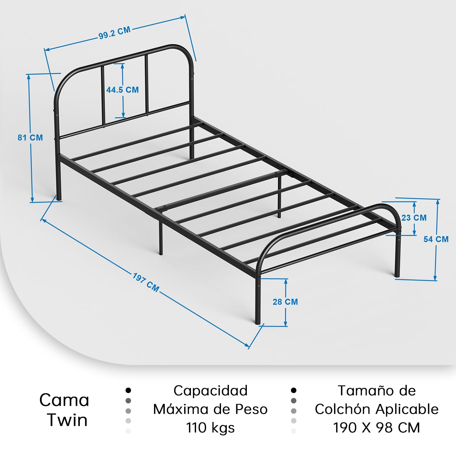 Foto 3 pulgar | Cama Furniturer Milo Negro 197 X 99.2 X 81 Cm