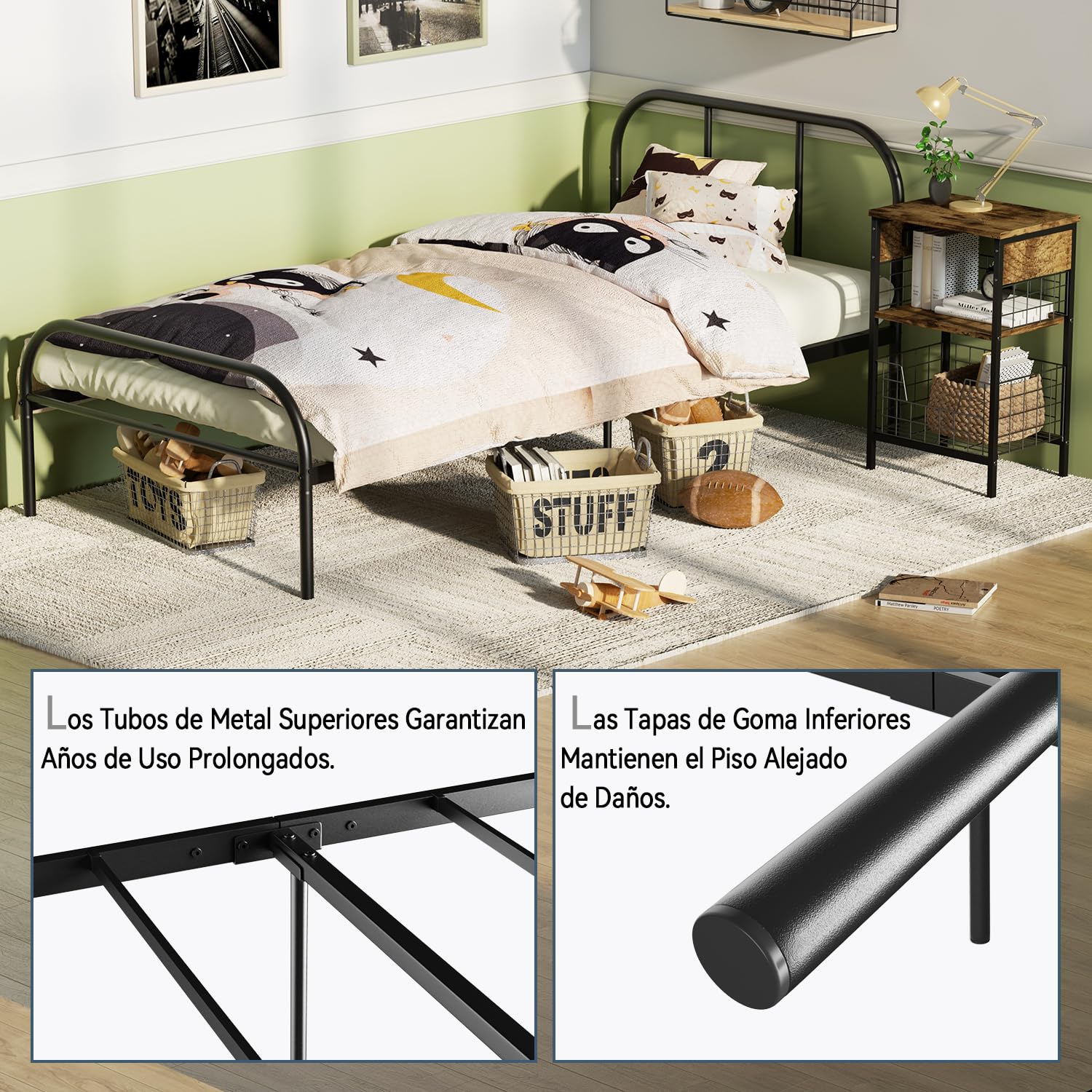 Foto 6 pulgar | Cama Furniturer Milo Negro 197 X 99.2 X 81 Cm