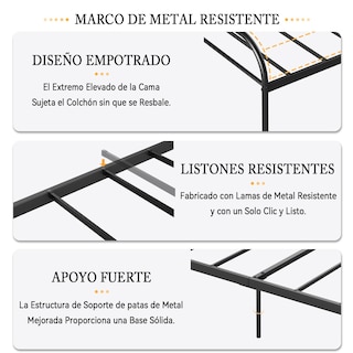 Foto 6 | Cama Furniturer Milo Negro 197 X 99.2 X 81 Cm