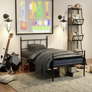 Foto 1 | Cama Furniturer Lovisa Negro 198 X 98.5 X 96 Cm
