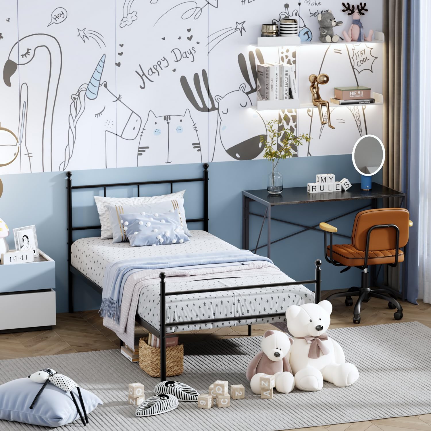 Foto 5 pulgar | Cama Furniturer Lovisa Negro 198 X 98.5 X 96 Cm