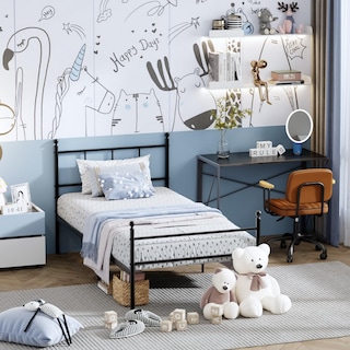 Foto 4 | Cama Furniturer Lovisa Negro 198 X 98.5 X 96 Cm