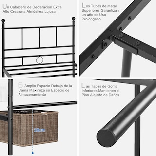 Foto 5 | Cama Furniturer Lovisa Negro 198 X 98.5 X 96 Cm
