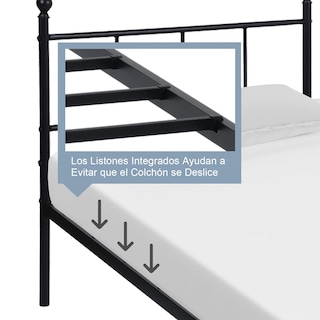Foto 6 | Cama Furniturer Lovisa Negro 198 X 98.5 X 96 Cm