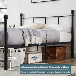 Foto 8 | Cama Furniturer Lovisa Negro 198 X 98.5 X 96 Cm