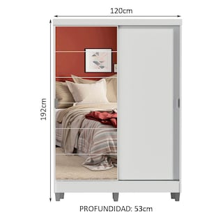 Foto 3 | Clóset Madesa 104409A1ECP color Blanco 2 Puertas Corredizas 1 con Espejo